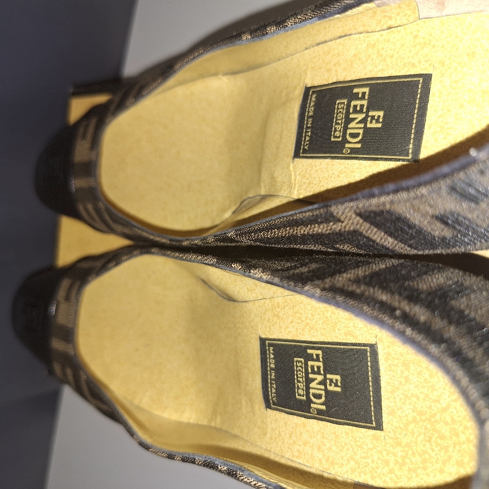 Fendi Shoes & Box Vintage Heel Print Fabric Size 8 #642543 Y2K 90's - Picture 5 of 16